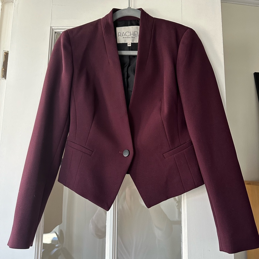 Rachel Roy burgundy single button blazer